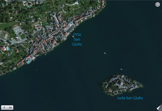 Aeral View from Google Maps (summer 2012) of Orta San Giulio
